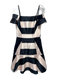 Alice + Olivia Size 2 Black & Cream Polyester Cap Sleeve Vertical Stripes Dress Black & Cream / 2