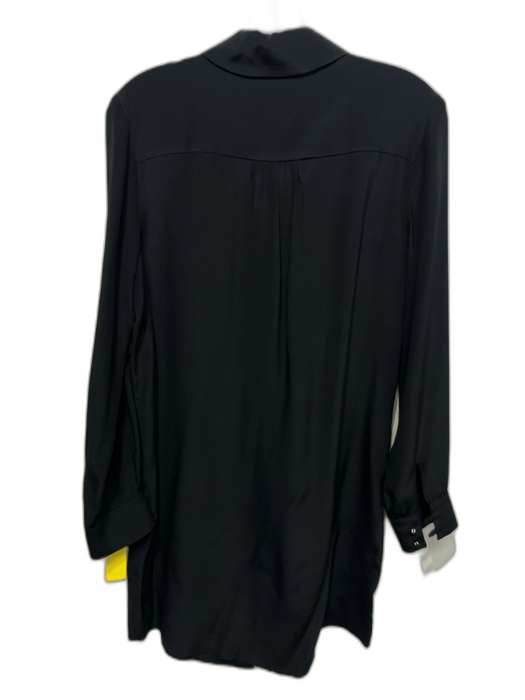 Lavender Brown Size XS Black Silk Long Sleeve covered buttons Collar Dress Black / XS
