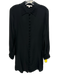 Lavender Brown Size XS Black Silk Long Sleeve covered buttons Collar Dress Black / XS