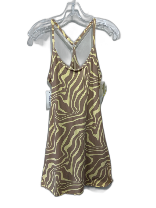 Outdoor Voices Size XS Tan & Yellow Nylon Blend Spaghetti Strap Swirl Dress Tan & Yellow / XS