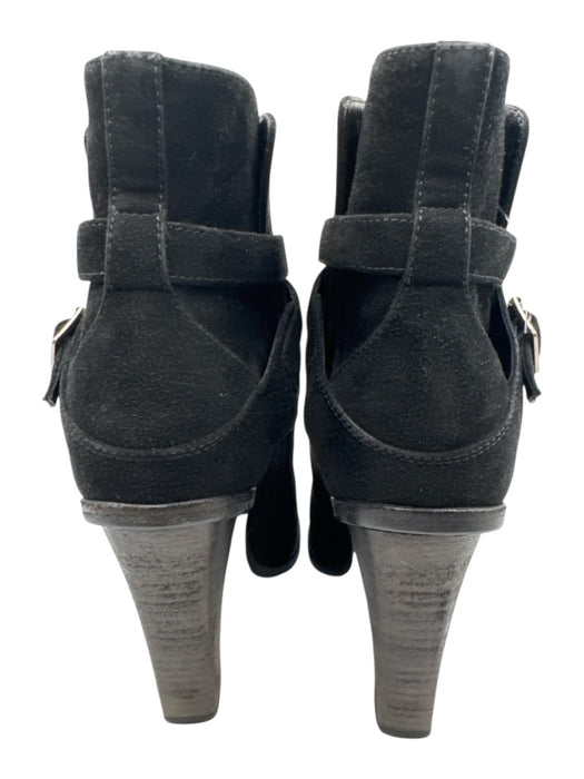 Saint Laurent Shoe Size 35.5 Black Suede Round Toe Stacked Heel Mid Heel Booties Black / 35.5