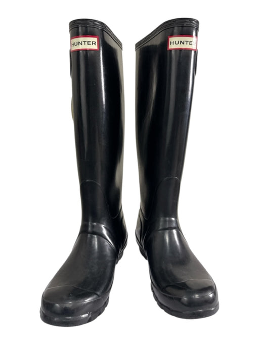 Hunter Shoe Size 37 Black Rubber Round Toe Logo Below Knee Rain Boot Boots Black / 37