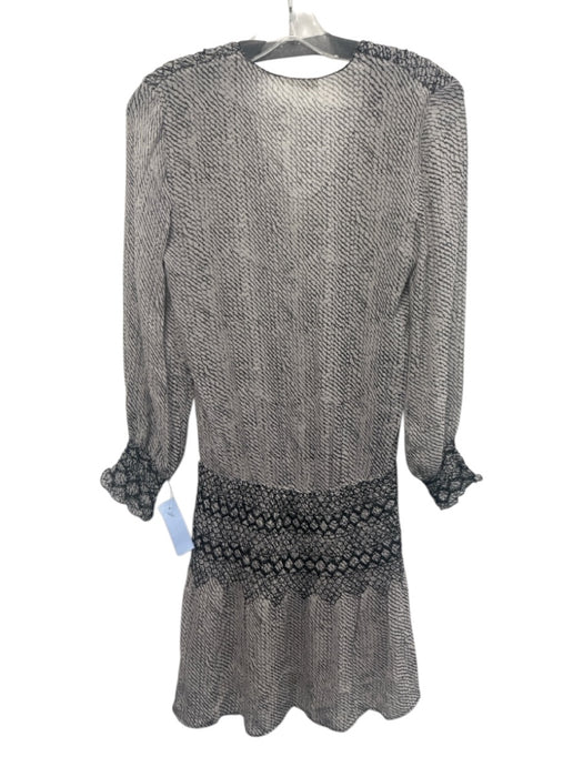 Ulla Johnson Size 2 Cream White & Black Silk Abstract Print Shirred Waist Dress Cream White & Black / 2