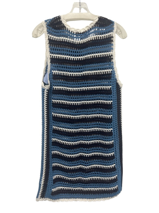 Baum und Pferdgarten Size S Blue, White & Black Cotton Open Knit Striped Dress Blue, White & Black / S