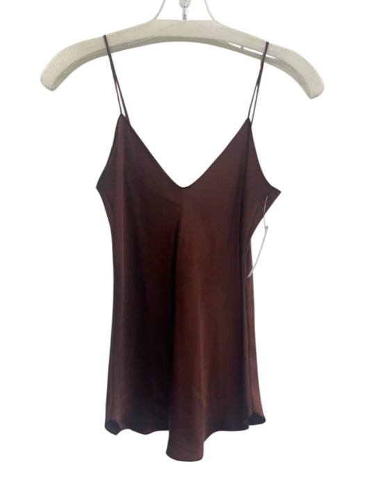 Nili Lotan Size XS Brown Silk Spaghetti Strap Satin V Neck Cami Top Brown / XS