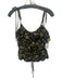 Ulla Johnson Size 0 Green & Beige Silk Spaghetti Strap Tie Shoulder Top Green & Beige / 0