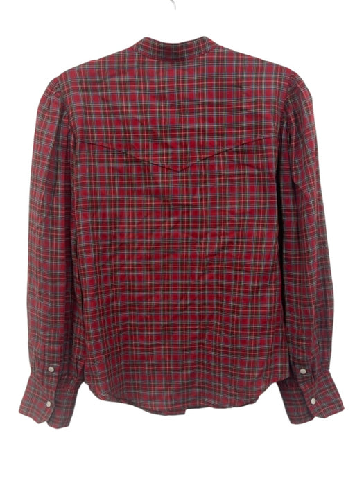 Nili Lotan Size XS Red, Blue & Mulit Cotton Plaid Snap Button Front Top Red, Blue & Mulit / XS