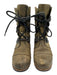 Sorel Shoe Size 6 Olive Green & Black Leather Upper Lace Up Wedge Ankle Boots Olive Green & Black / 6