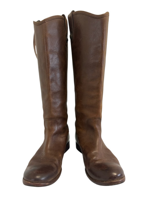 Frye Shoe Size 6 Brown Leather Pull Tabs Round Toe Below the Knee Boots Brown / 6