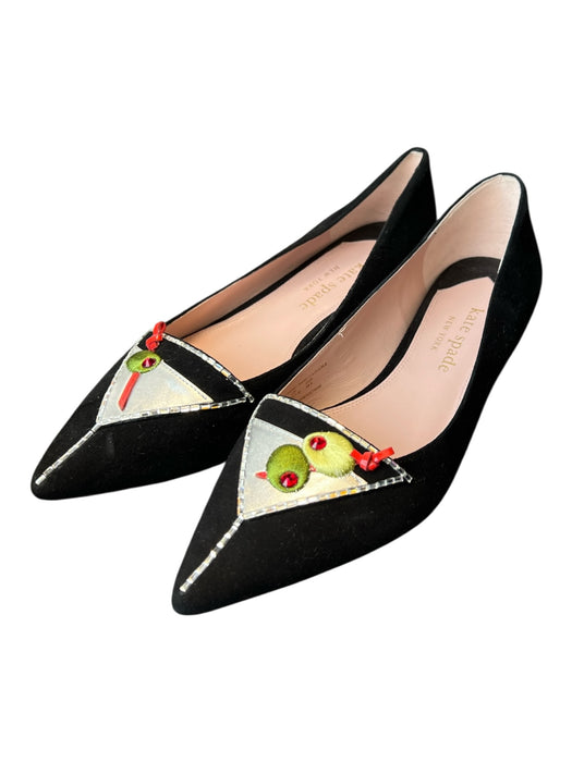 Kate Spade Shoe Size 8 Black, Silver & Multi Suede Pointed Toe Flat Shoes Black, Silver & Multi / 8