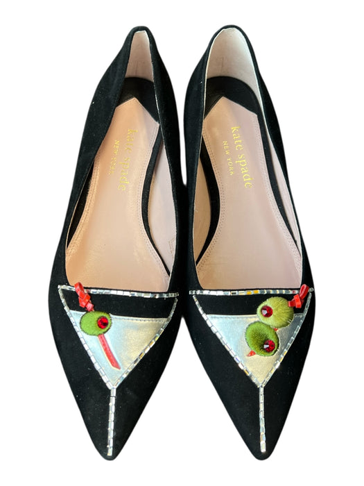Kate Spade Shoe Size 8 Black, Silver & Multi Suede Pointed Toe Flat Shoes Black, Silver & Multi / 8