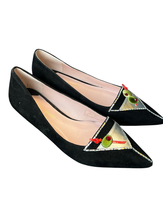 Kate Spade Shoe Size 8 Black, Silver & Multi Suede Pointed Toe Flat Shoes Black, Silver & Multi / 8