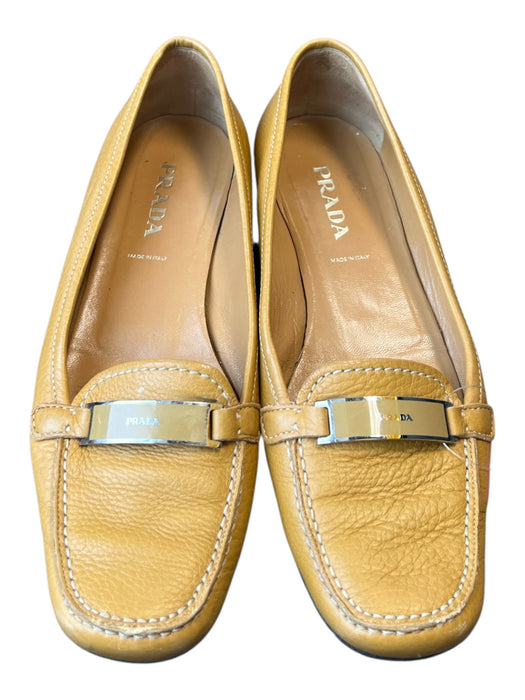 Prada Shoe Size 37.5 Mustard Leather Square Toe Flat Loafer Shoes Mustard / 37.5