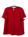 Lafayette 148 Size 10 Red Acetate Short Sleeve Wide Neck Keyhole Back Top Red / 10