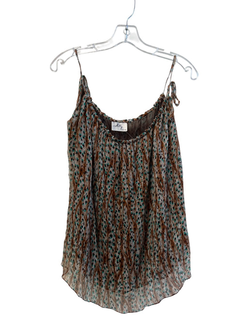 Milly Size Est M Brown, Teal & Gray No Fabric Tag Tie at Shoulders Lined Top Brown, Teal & Gray / Est M