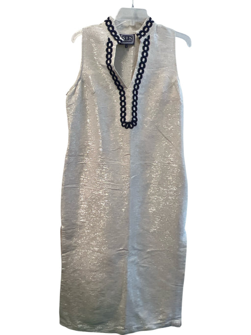 Sail To Sable Size 3 Off White & Navy No Fabric Tag Sleeveless V Neck Dress Off White & Navy / 3