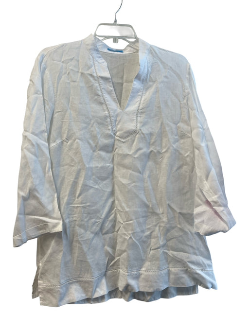 J Mclaughlin Size Large White Cotton V Neck Long Sleeve Tunic White / Large