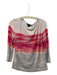 St John Size Medium White & Pink Rayon Wide Neck Long Sleeve Top White & Pink / Medium