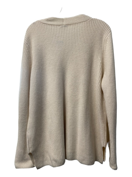 J. McLaughlin Size XL Cream Cashmere Blend V Neck Knit Long Sleeve Sweater Cream / XL