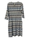 J. McLaughlin Size L White, Black & Blue Nylon Round Neck Quarter Sleeve Dress White, Black & Blue / L