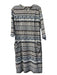 J. McLaughlin Size L White, Black & Blue Nylon Round Neck Quarter Sleeve Dress White, Black & Blue / L