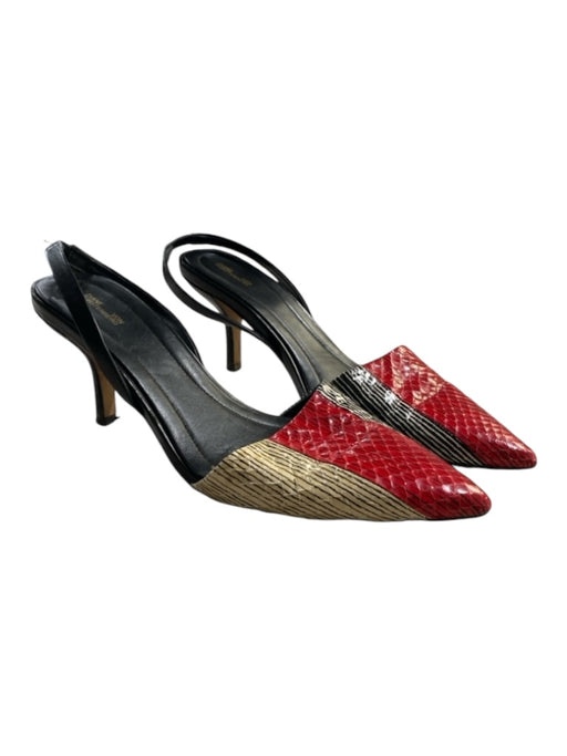 Diane Von Furstenberg Shoe Size 6 Black, red & tan Snake Skin Pointed Toe Shoes Black, red & tan / 6