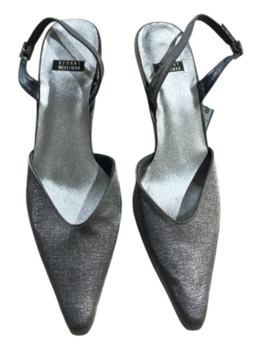 Stuart Weitzman Shoe Size 8 Gray Fabric Pointed Toe Slingback Ankle Buckle Shoes Gray / 8