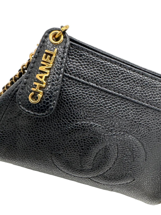 Chanel Black Leather Caviar Gold Chain Crossbody Dustbag Inc. Bag