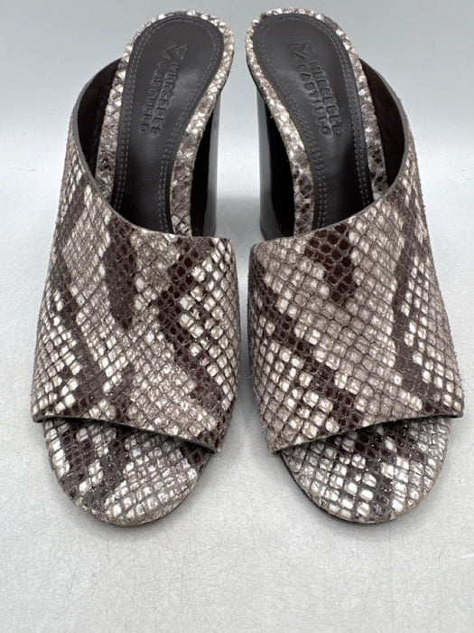 Mercedes Castillo Shoe Size 6.5 Beige Gray Leather Upper Snakeskin print Sandals