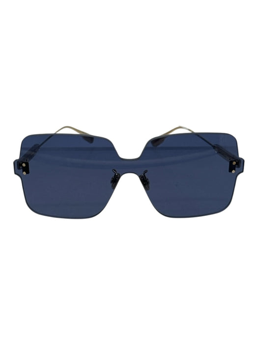 Christian Dior Blue & Gold Acetate gold tone metal Blue tint Square Sunglasses Blue & Gold