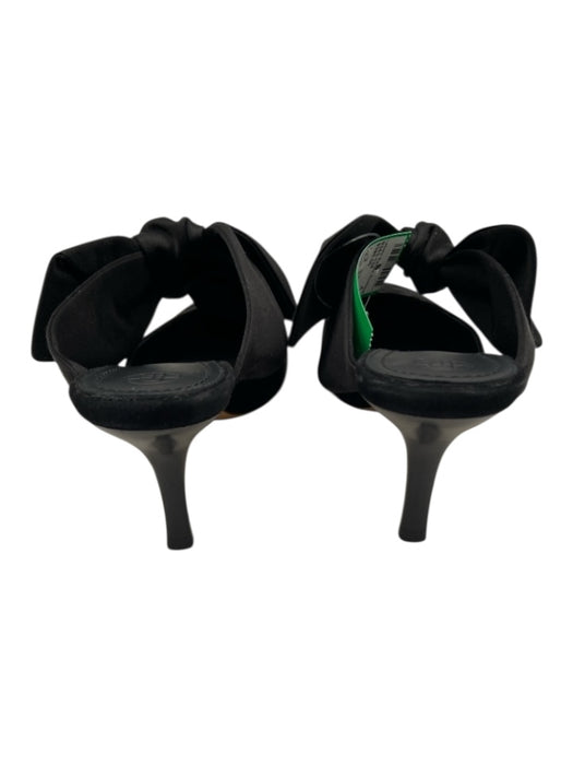 The Row Shoe Size 36.5 Black Suede Satin Bow Pointed Toe Mule Pumps Black / 36.5