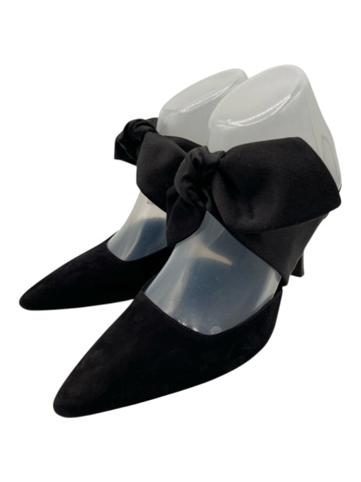 The Row Shoe Size 36.5 Black Suede Satin Bow Pointed Toe Mule Pumps Black / 36.5