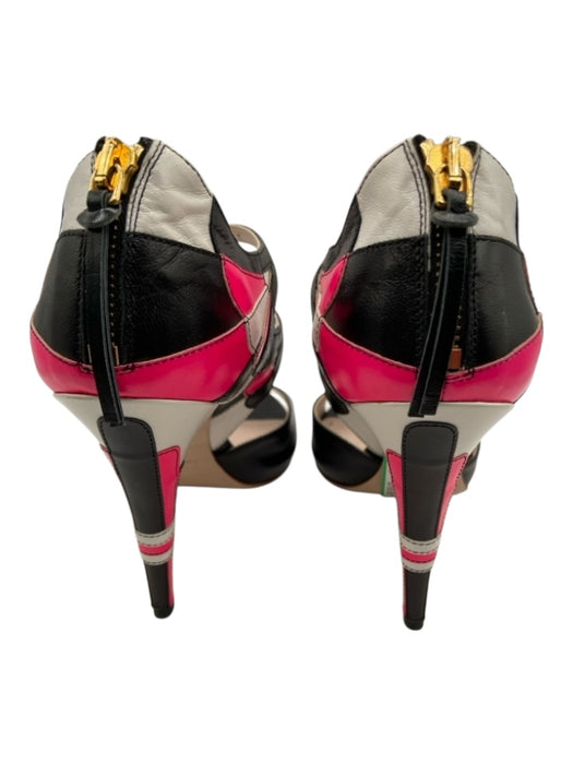 Miu Miu Shoe Size 37 Black, Pink & White Leather & Acetate open toe Pumps Black, Pink & White / 37