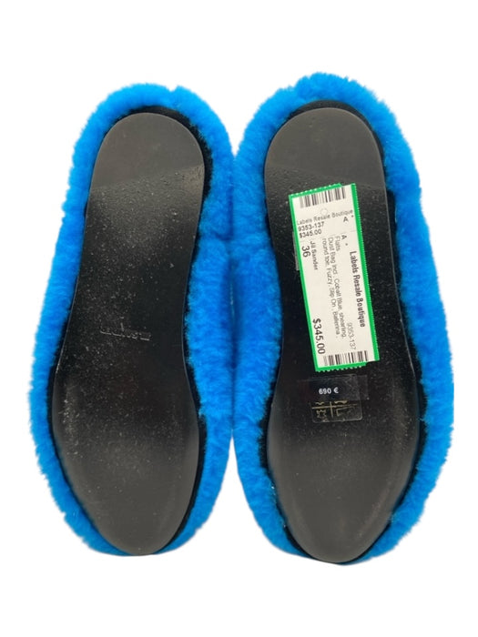 Jil Sander Shoe Size 36 Cobalt Blue shearling round toe Fuzzy Slip On Flats Cobalt Blue / 36