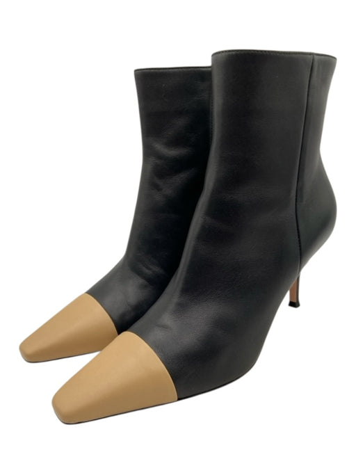 Gianvito Rossi Shoe Size 37 Black & Tan Leather Square Toe Kitten Heel Booties Black & Tan / 37
