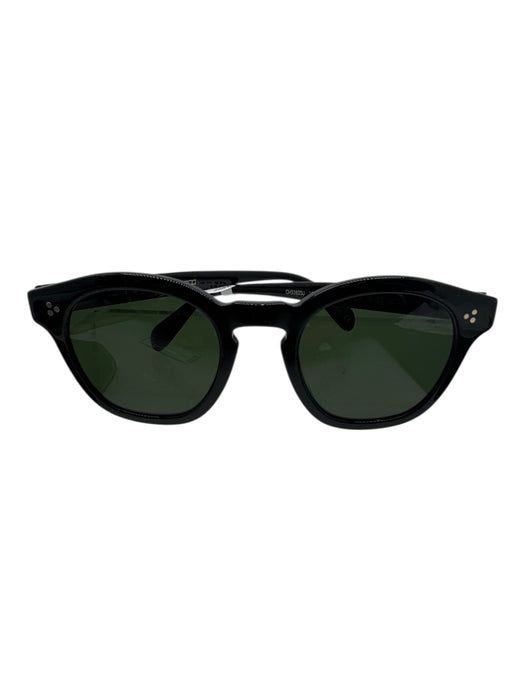 Oliver Peoples Black & Green Acetate Tinted Round Lens Sunglasses Black & Green
