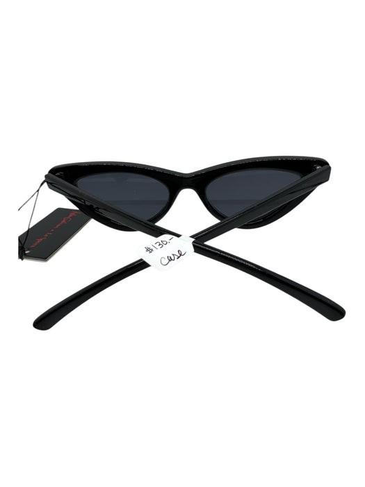 Adam Selman Black Acetate Cat Eye Narrow Sunglasses Black