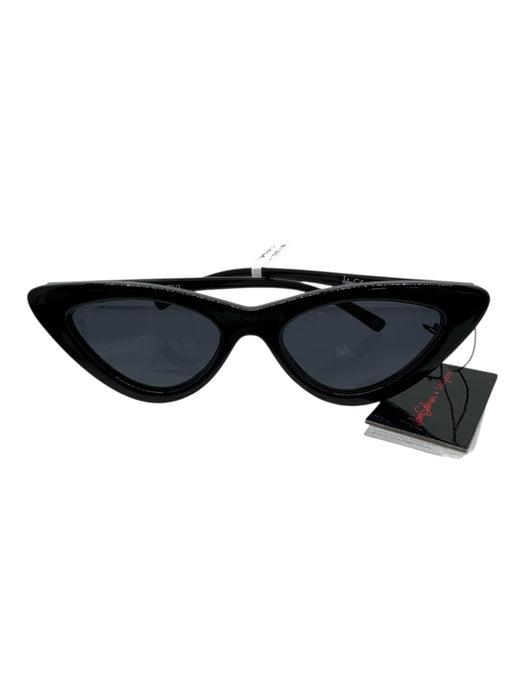 Adam Selman Black Acetate Cat Eye Narrow Sunglasses Black