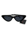 Adam Selman Black Acetate Cat Eye Narrow Sunglasses Black