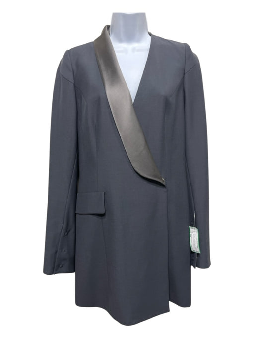 Maison Martin Margiela Size 44/8 Slate Gray Wool & Silk Satin Trim Tuxedo Dress Slate Gray / 44/8