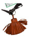 Hermes Orange & Silver Silver Tone Metal Leather Fringe Keychain Orange & Silver