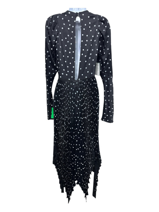 Khaite Size 6 Black & White Acetate Long Sleeve Polka Dot Pleated Skirt Dress Black & White / 6