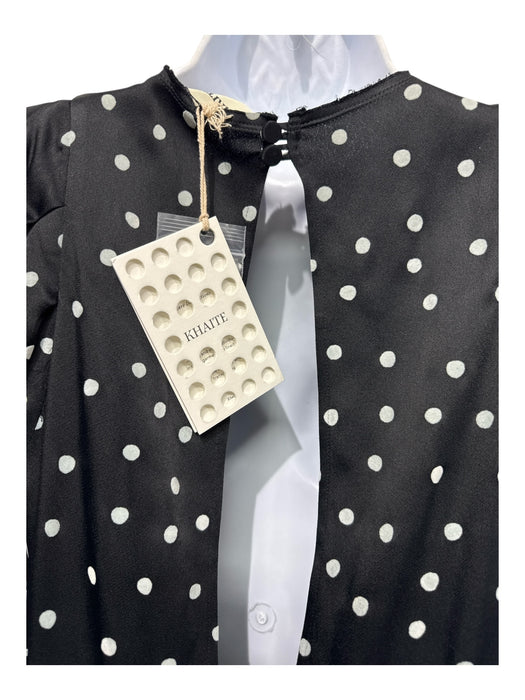 Khaite Size 6 Black & White Acetate Long Sleeve Polka Dot Pleated Skirt Dress Black & White / 6