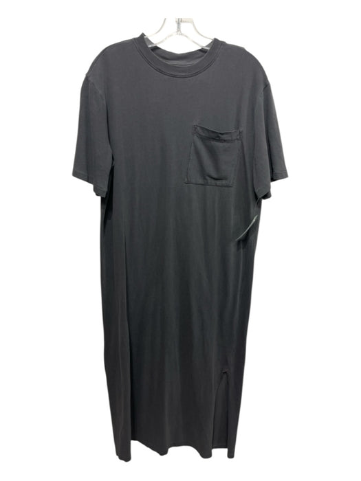 XiRENA Size S Gray Cotton Short Sleeve Patch Pocket T Shirt Maxi Dress Gray / S