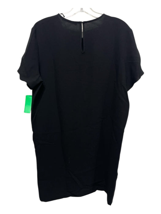 Jenny Kayne Size L Black Acetate Blend Short Sleeve Keyhole Back Shift Dress Black / L