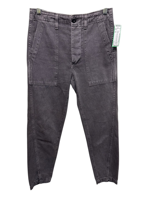 AMO Size 24 Faded Purple Cotton & Acetate Patch Pocket Center Slit Tapered Pants Faded Purple / 24