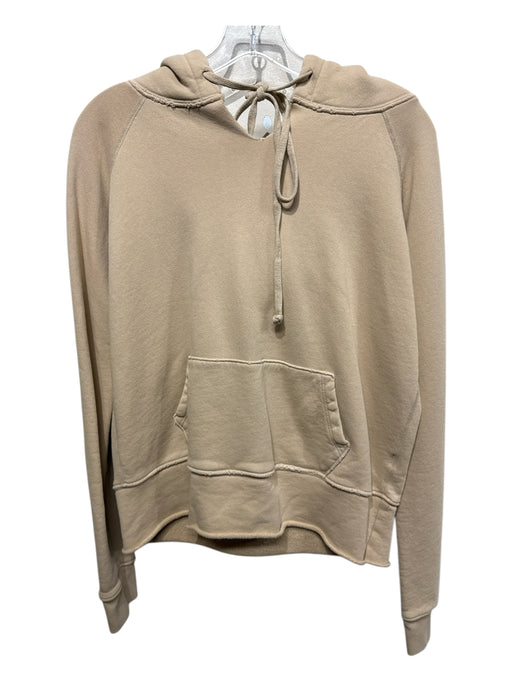 Nili Lotan Size S Beige Cotton Exposed Seams Distressed Kangaroo Pocket Top Beige / S