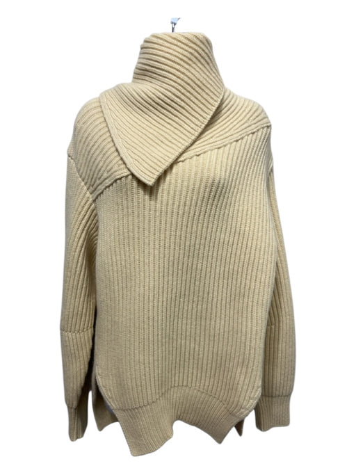 Jil Sander Size S/34 Butter Yellow Wool Rib Knit Asymetric Cowl neck Sweater Butter Yellow / S/34