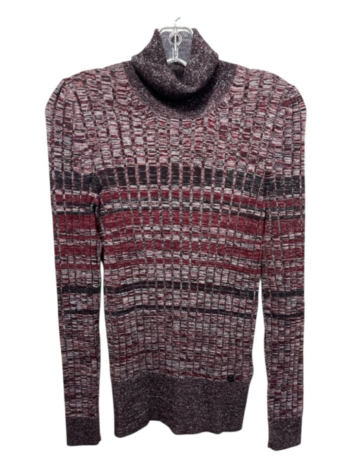 Gucci Size L Burgundy & Gray Wool Heathered Ribbed turtle neck Fitted Sweater Burgundy & Gray / L