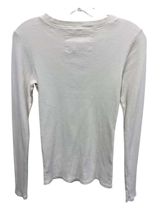 Nili Lotan Size XS White Cotton & Acetate Ribbed Long Sleeve 1/4 Button Top White / XS